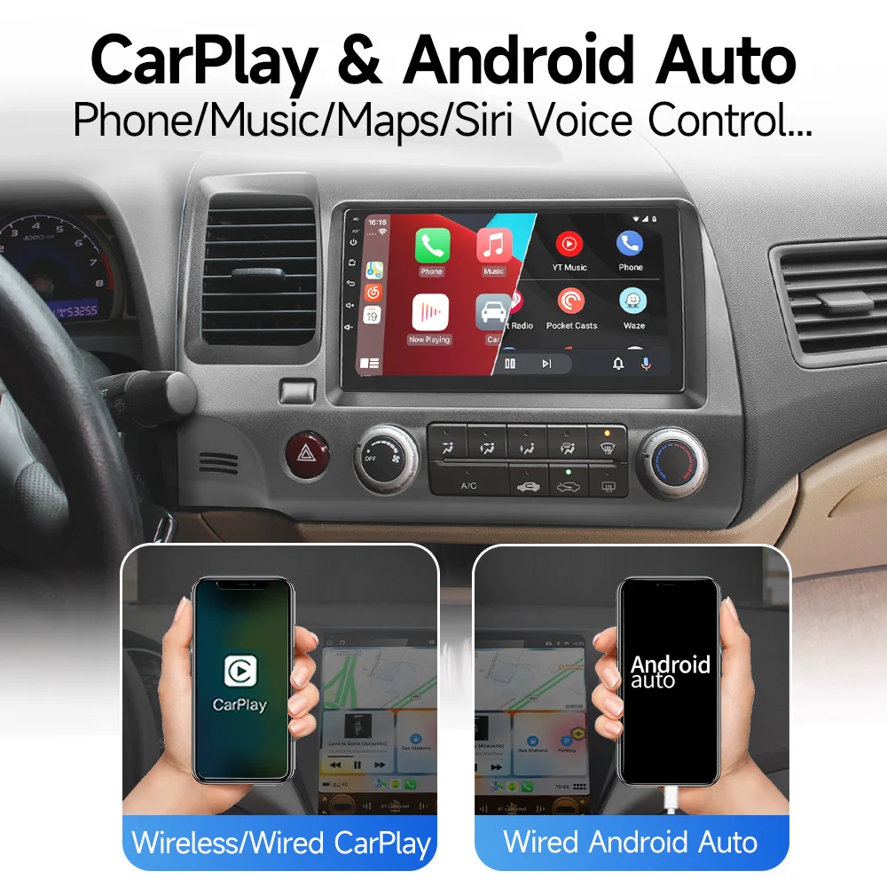 JIUYIN Android 12 Multimedia Car Stereo Radio For HONDA CIVIC 2006 2017 2018 2019 to 2011 Carplay ​Player 4G Autoradio