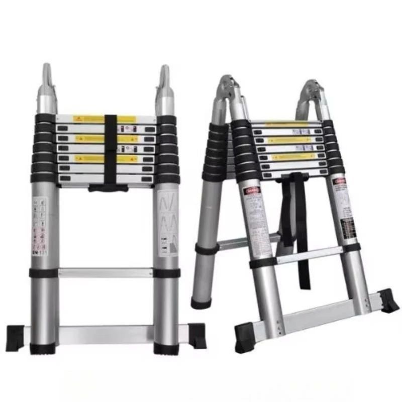 4.4M heavy-duty folding telescopic aluminum ladder, compliant with EN131 standard