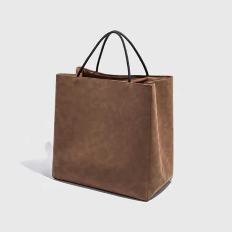 High-Grade PU Large Capacity Frosted Shopping Bag Simple Niche Design Handheld Tote Bag