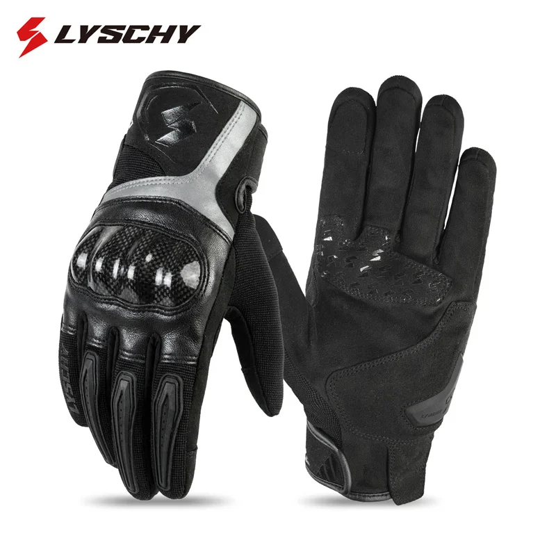 

Мотоциклетные перчатки CE Level 1 для мужчин и женщин из натуральной воловьей кожи с карбоновой защитой костяшек пальцев, всесезонные, с поддержкой двойного сенсорного экрана, для гонок и езды.