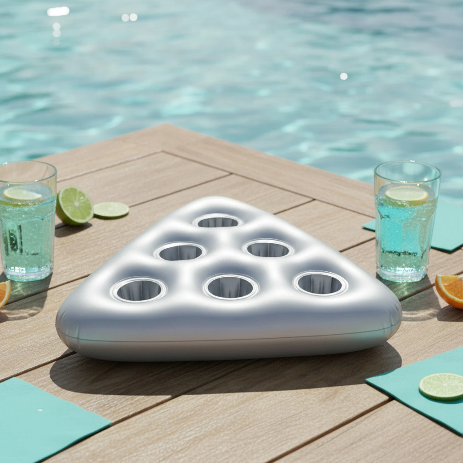 Inflatable Drink Holder with Tether Compact Inflatable Drink Holder Pool Accessory Fun Unique for Party Hosts, Swimming Pools
