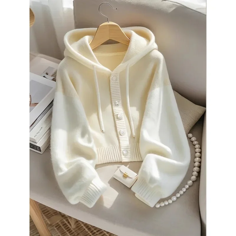 

Japanese Style Hooded Knitted Top Women's Autumn/Winter New Idle Style Loose-Fit Slimming Soft And Supple Sweater Outer Wear Top