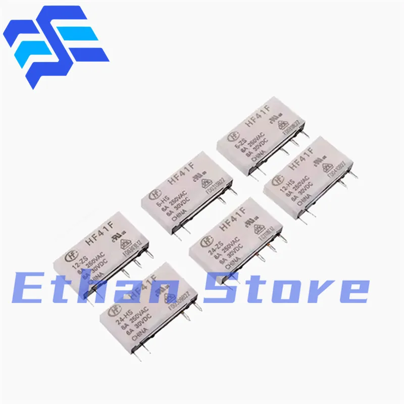 20PCS Power Relay HF41F 5 12 24 HS HST 4Pin HF41F-5 12 24-ZS ZSTG 5Pin HF41F-60-ZS ZSTG HF41F 24 ZSTG 5V 12V 24V 60VDC 6A 250VAC