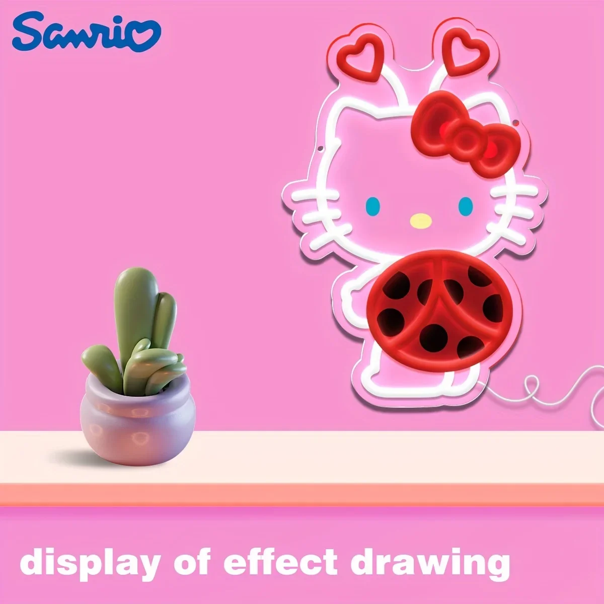 

Неоновая вывеска Sanrio Hello Kitty, разноцветный пластиковый настенный светильник в форме божьей коровки, неоновый светильник с питанием от USB для домашнего декора, подарки для девочек и детей