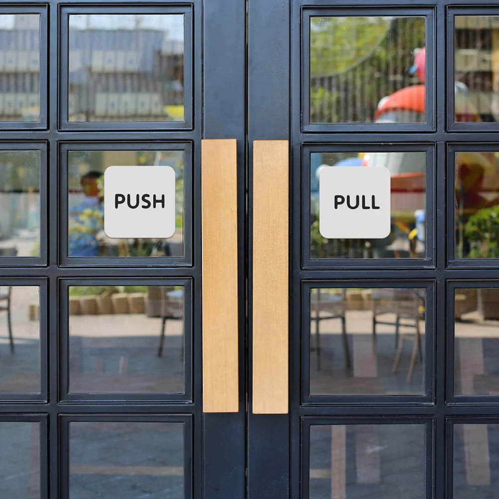 

4pcs Acrylic Push Pull Sticker Signs Clear Identification Material Glass Door Handle Stickers Suitable Malls Office