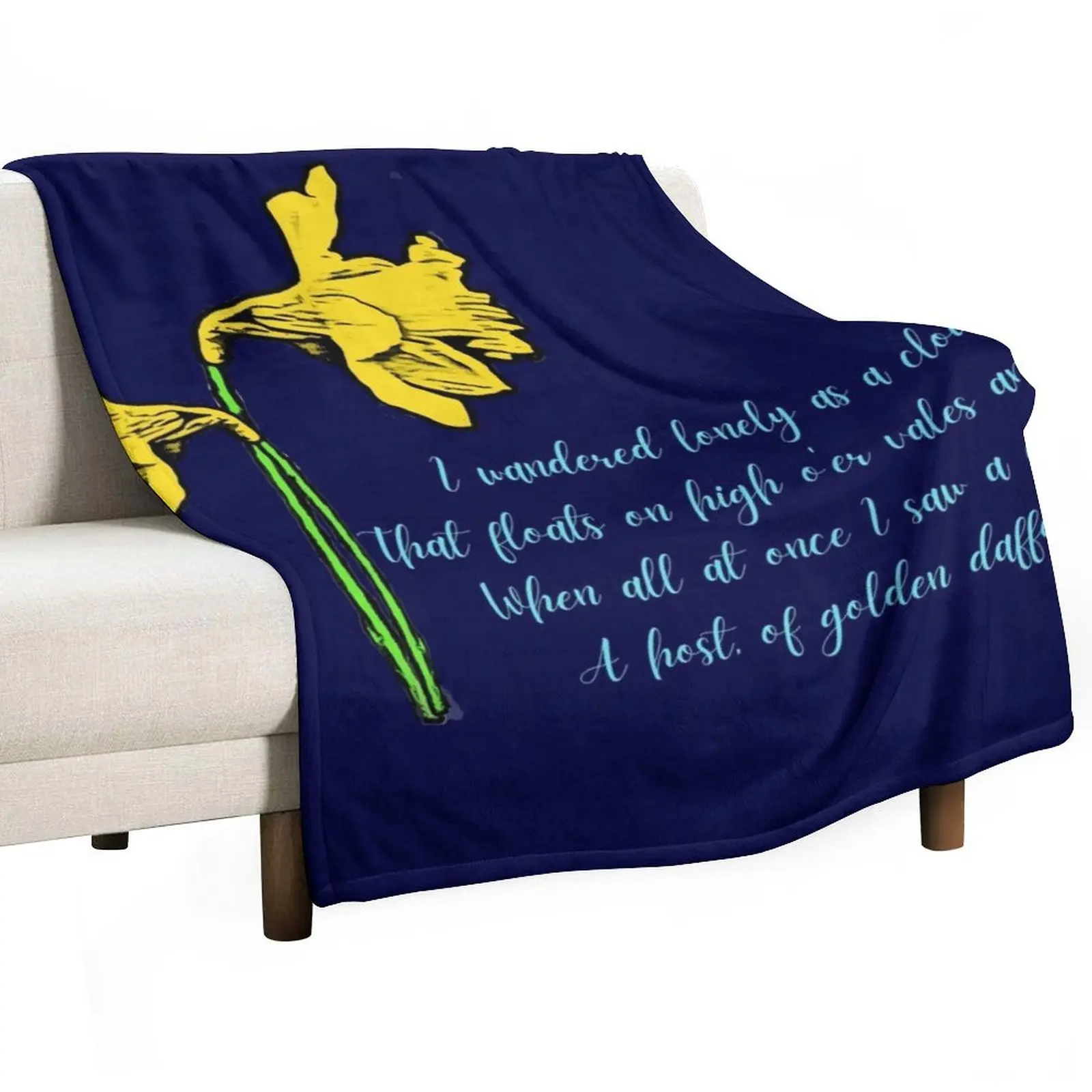William Wordsworth Daffodils Stylized Throw Blanket Compact Warm Blanket for Car Road Trip