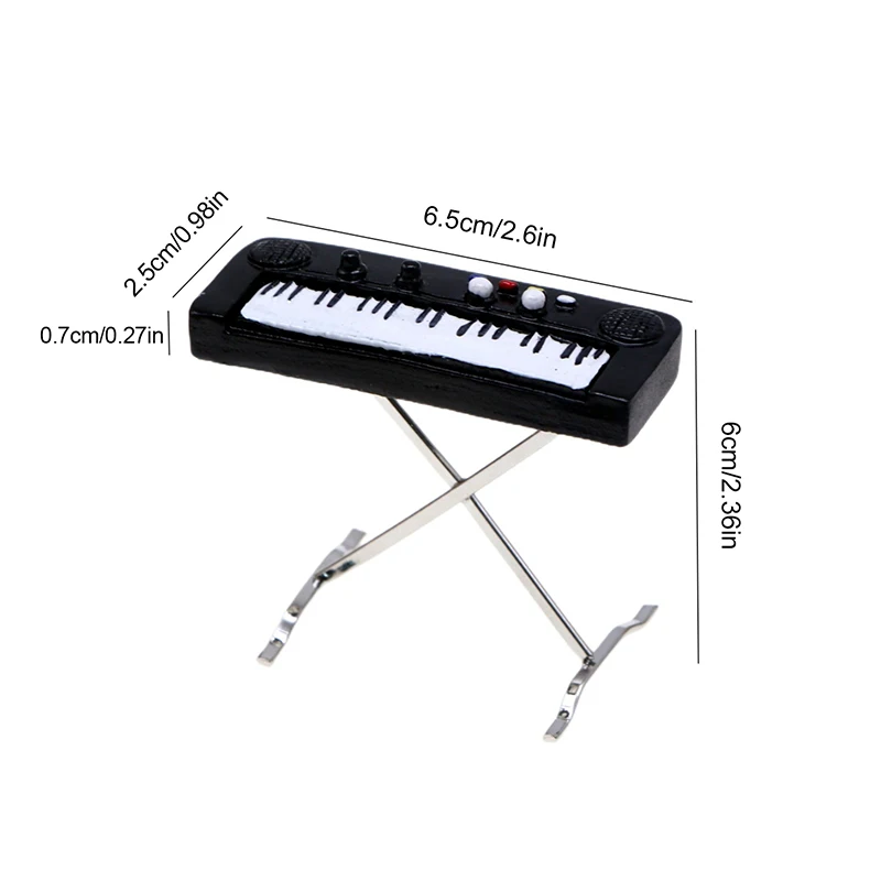 1:12 Dollhouse Miniature Electronic Piano Keyboard Musical Instrument Model, Cute Home Decor, Doll House Toy Accessories