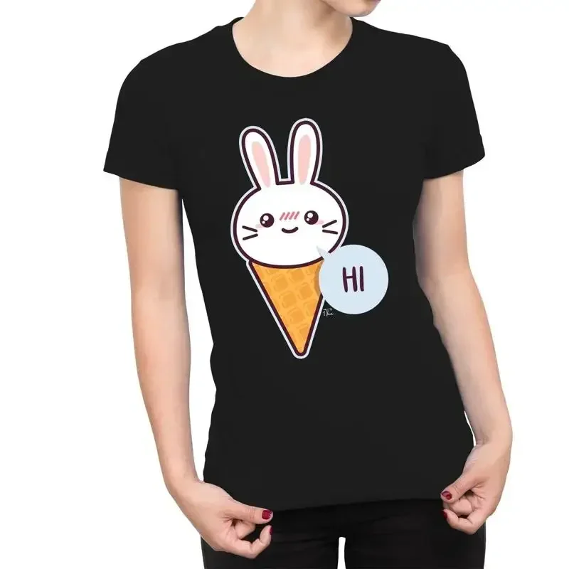 1T T Shirt Womens Bunny Kawaii Ice Cream Cone