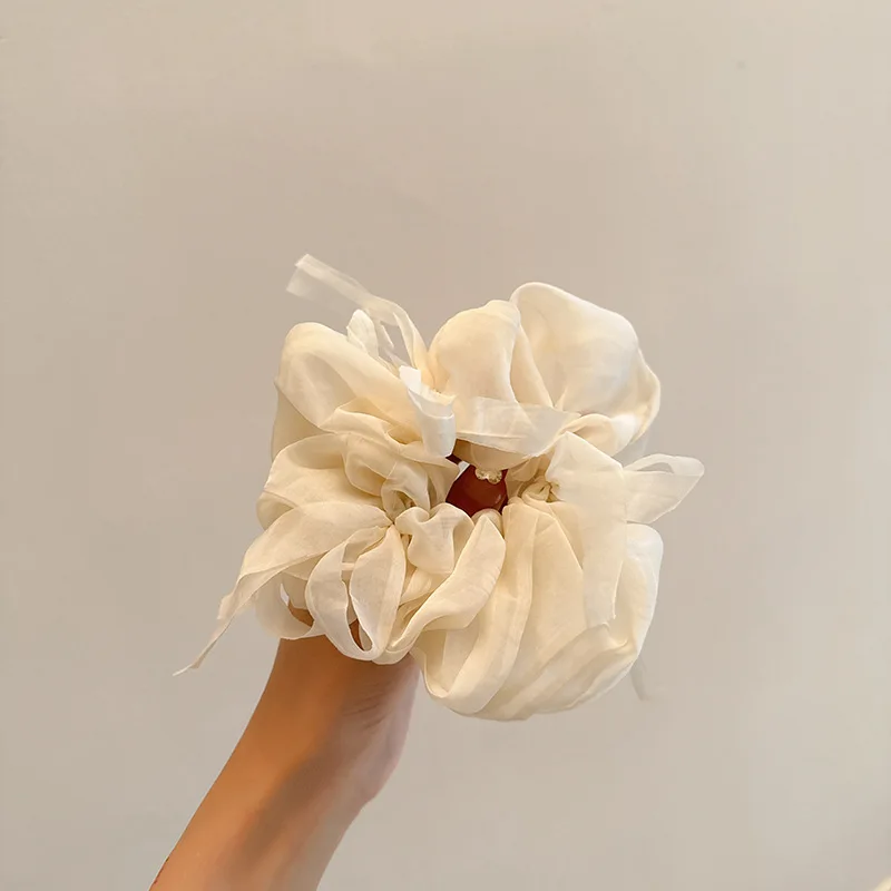 قطعة واحدة من حلقة الشعر الساتان النسائية ذات اللون النقي وربطة شعر راقية لربيع وصيف إكسسوارات تصفيف حلوة