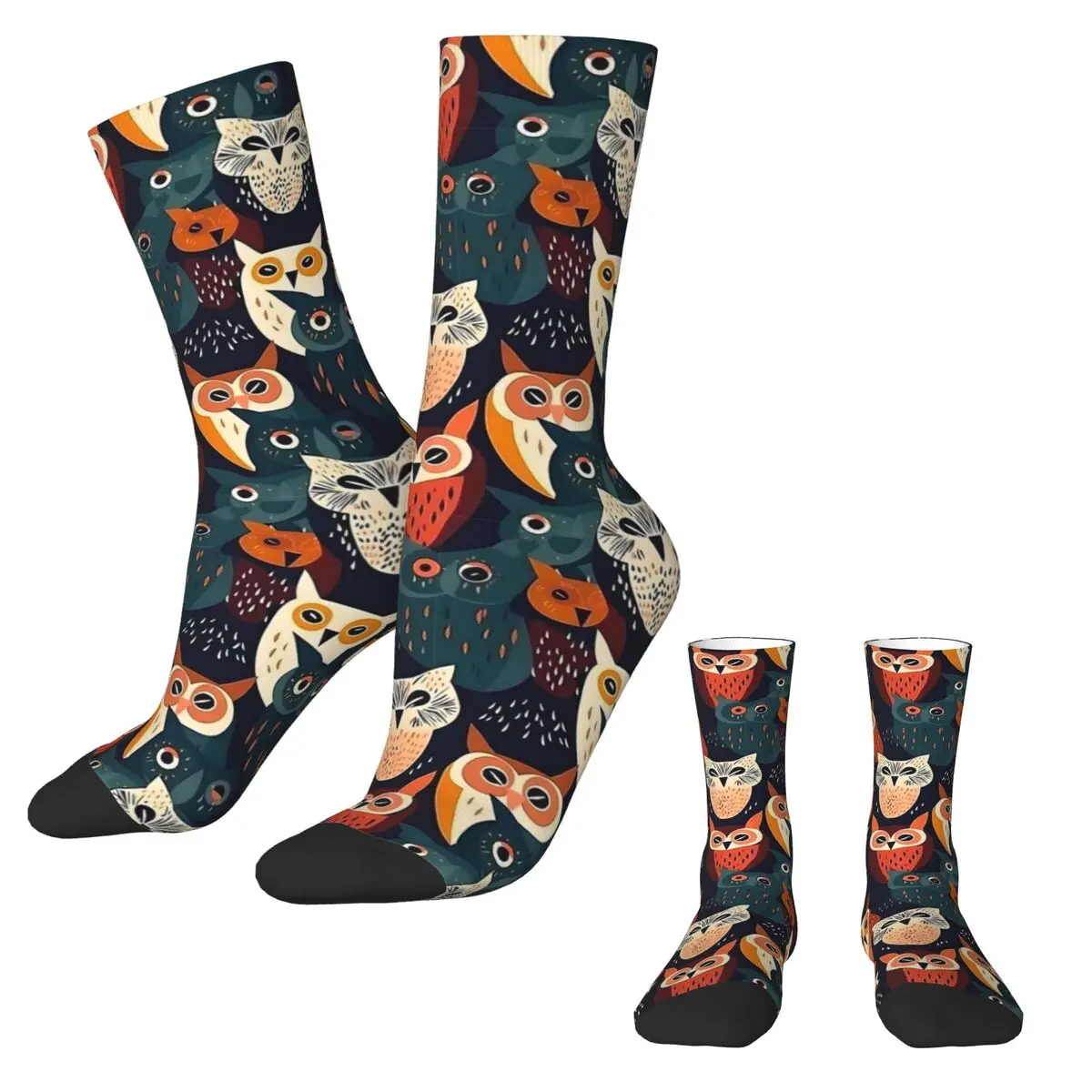 Artsy Bold Owl Stockings Men's Animal Print Socks Comfortable Leisure Socks Autumn Running Anti Skid Socks Birthday Present