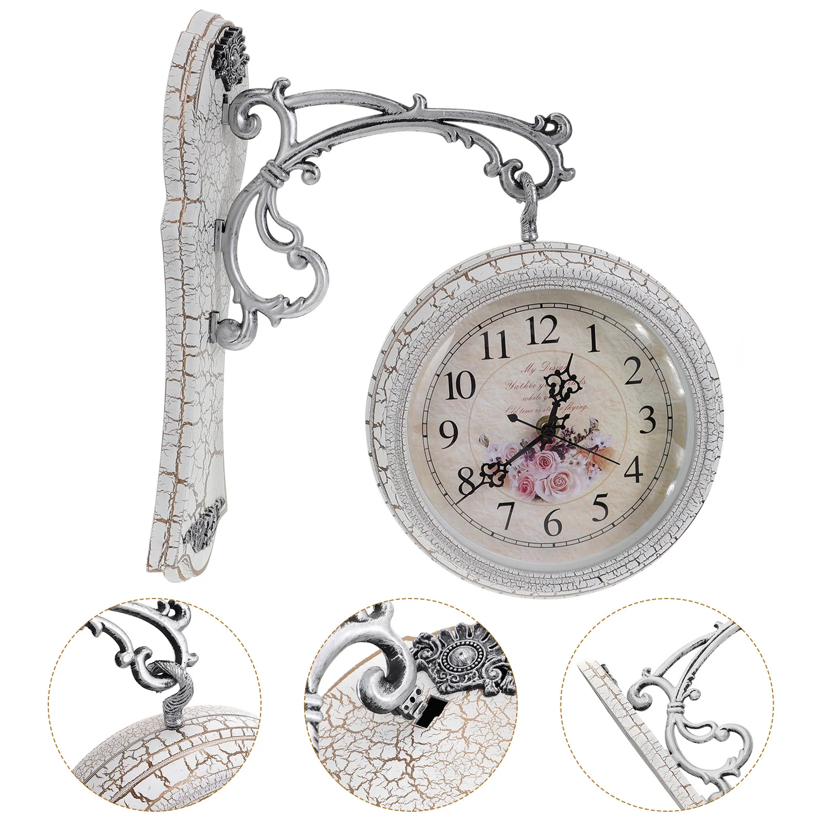 Double Sided Wall Clock Decorative Household Hanging Living Rome Decoration Iron Room