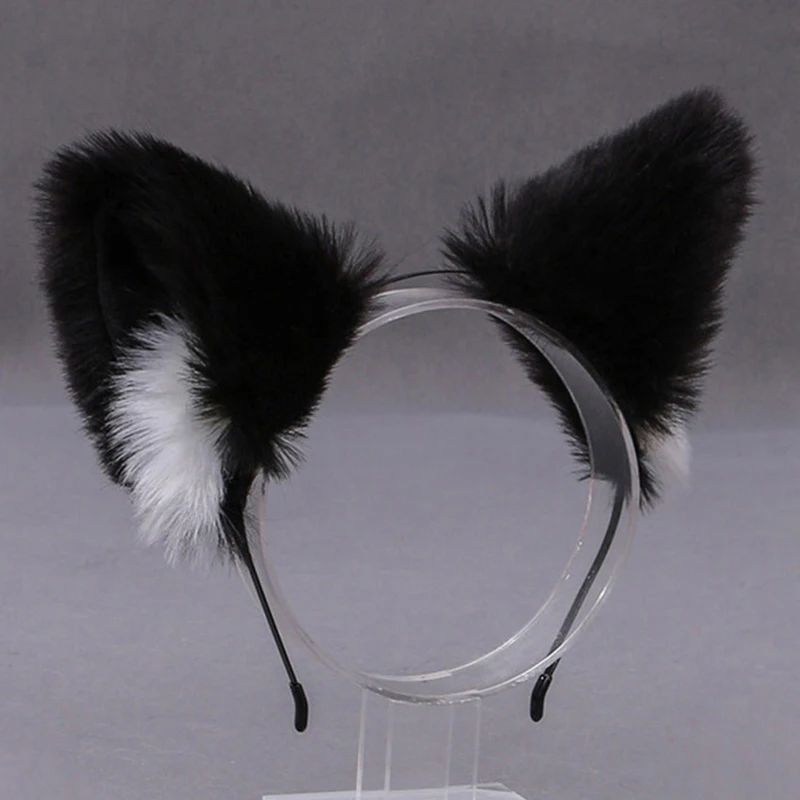 Cerceaux de cheveux d'oreille de fourrure de renard de chat mignon pour les filles et les femmes, cosplay de Lolita, bandeau d'oreille d'animal, pince à cheveux de club de partie, accessoire de cheveux