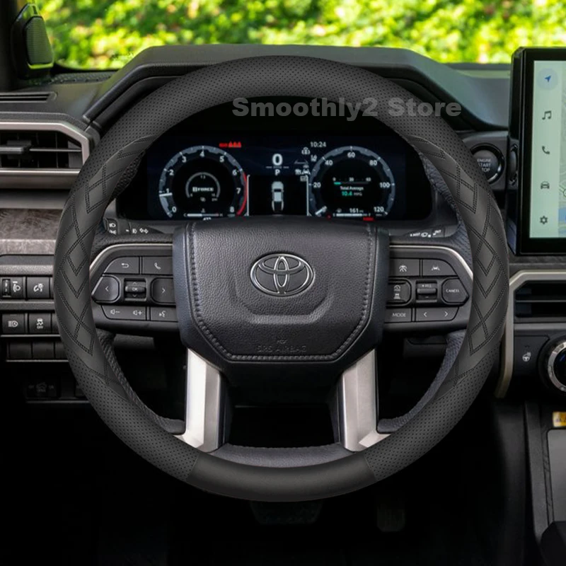 

Leather Car Steering Wheel Cover For Toyota Hilux 2025 2016-2024 Non-slip Auto Steering Wheel toyota hilux Accessories 2024