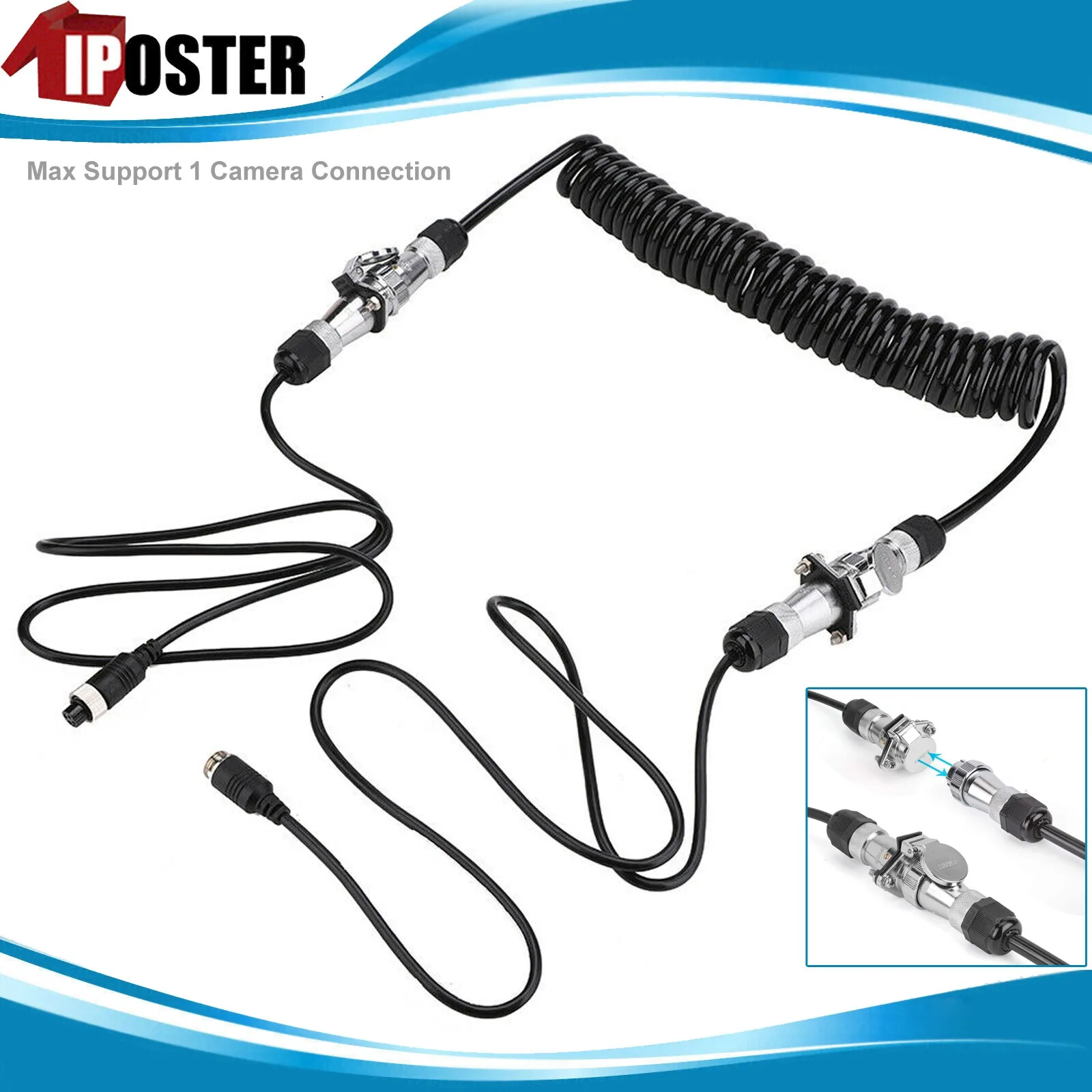 

Кабельный комплект iPoster Heavy Duty Trailer Cable Suzy Coil Kit с 4-контактным разъемом для камеры заднего вида для караванов