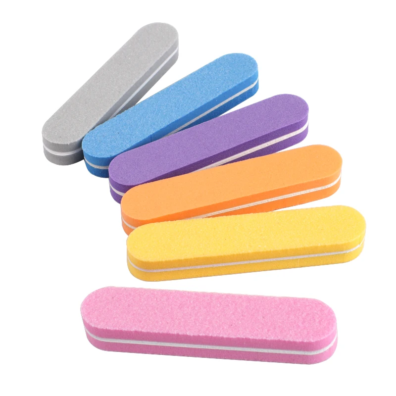 Mini Sponge Nail Buffer Block 10/20/50Pcs Double Sided 100/180 Grit 9*2cm Sanding Block Portable Nail File  Manicure Supplies