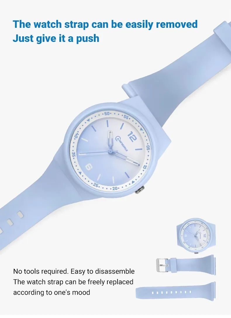 ピンククォーツ子供用腕時計シリコンストラップ防水ブルーアナログティーンエイジ腕時計女の子男の子用