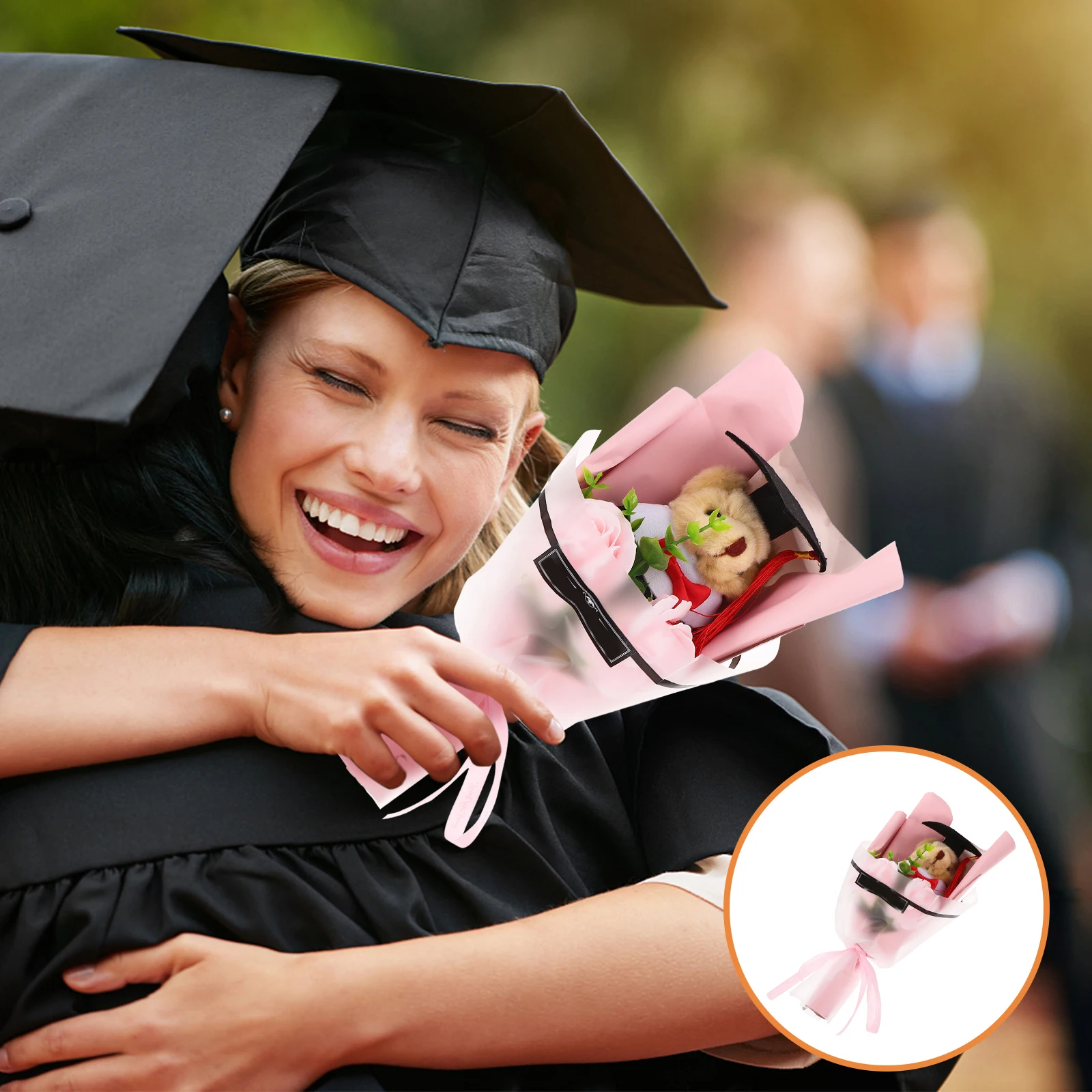 Graduation Bear Bouquet Stuffed Animal Artificial Flowers Paper Child Kid Gifts