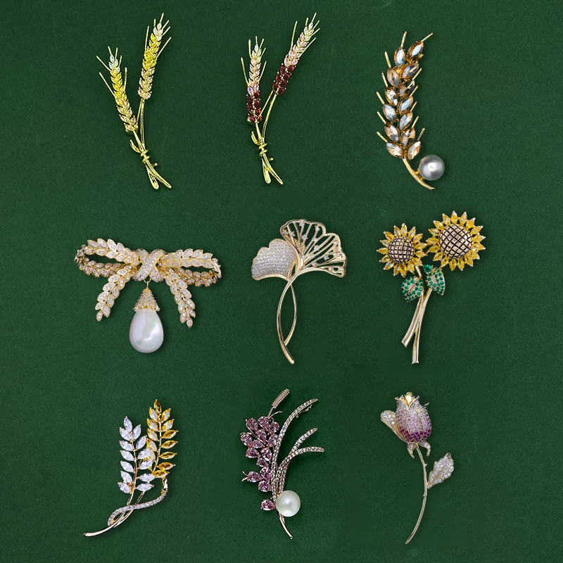女性と女の子のためのヴィンテージラインストーン小麦のブローチ,ヴィンテージの豪華なクリスタル,エレガントな植物,絶妙なコージュピンジュエリー