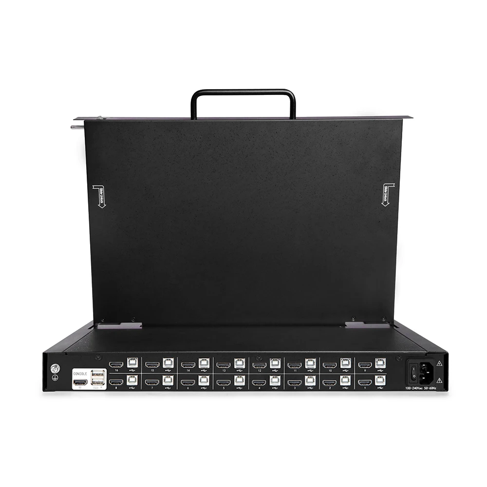 2021 lcd 16 Port USB HDMI 17.3 Inches widescreen Rack Mount Drawer  Interface