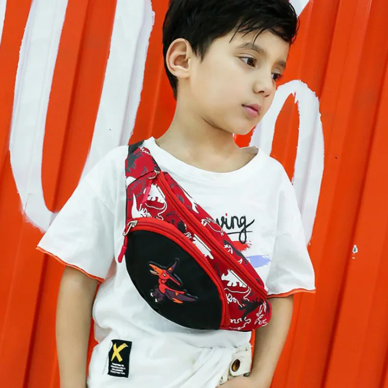 Kid  Waist Bag For Girl Boy Cute Cartoon Dinosaur Chest Bag Children Belt Bag Money Pouch Baby Zipper Waist Pack Bum Bag