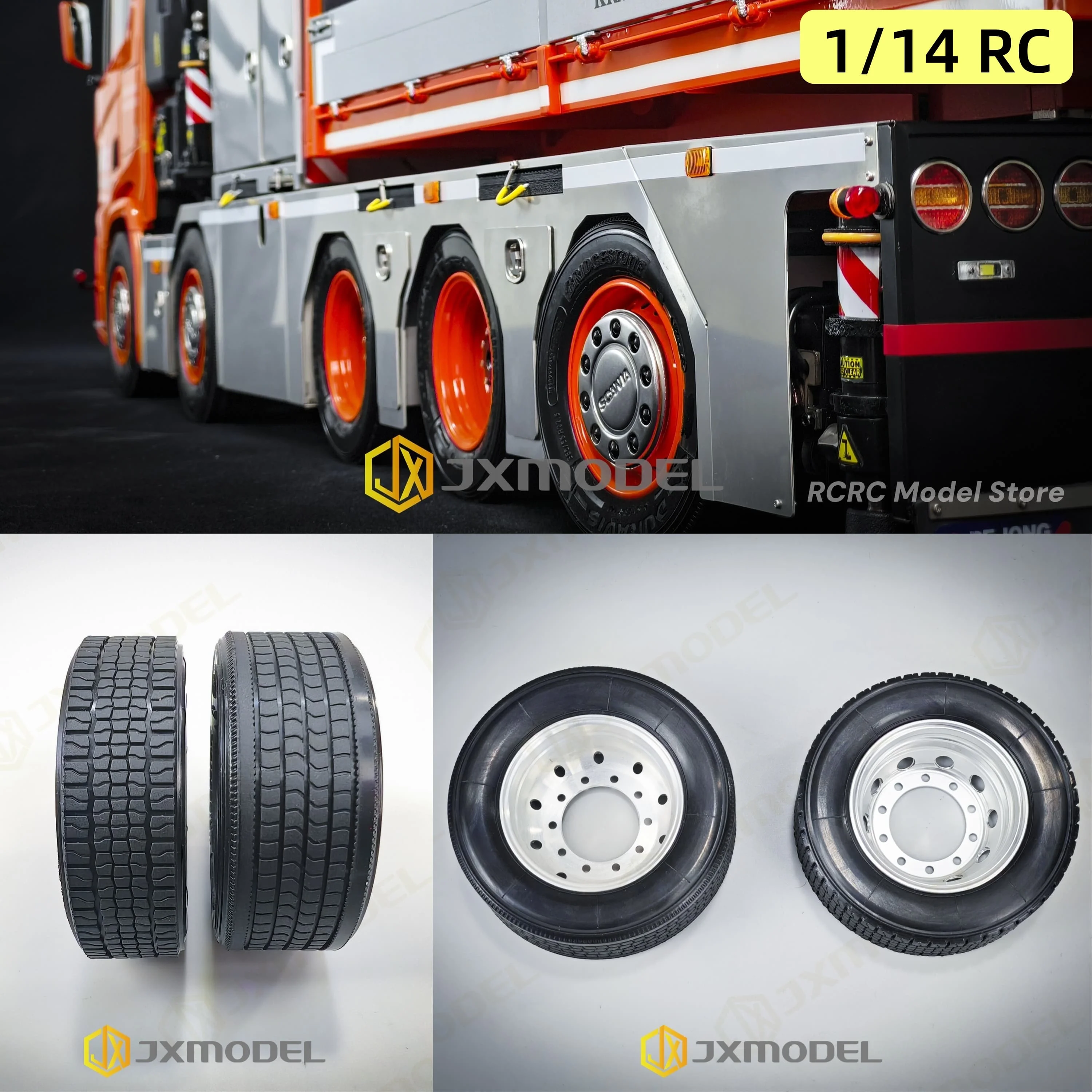 2 PCS JXMODEL RC Truck Tire High Quality Rubber Tires Tyres For Tamiya 1/14 RC Tactor Tipper Truck Semi-trailer DIY Parts