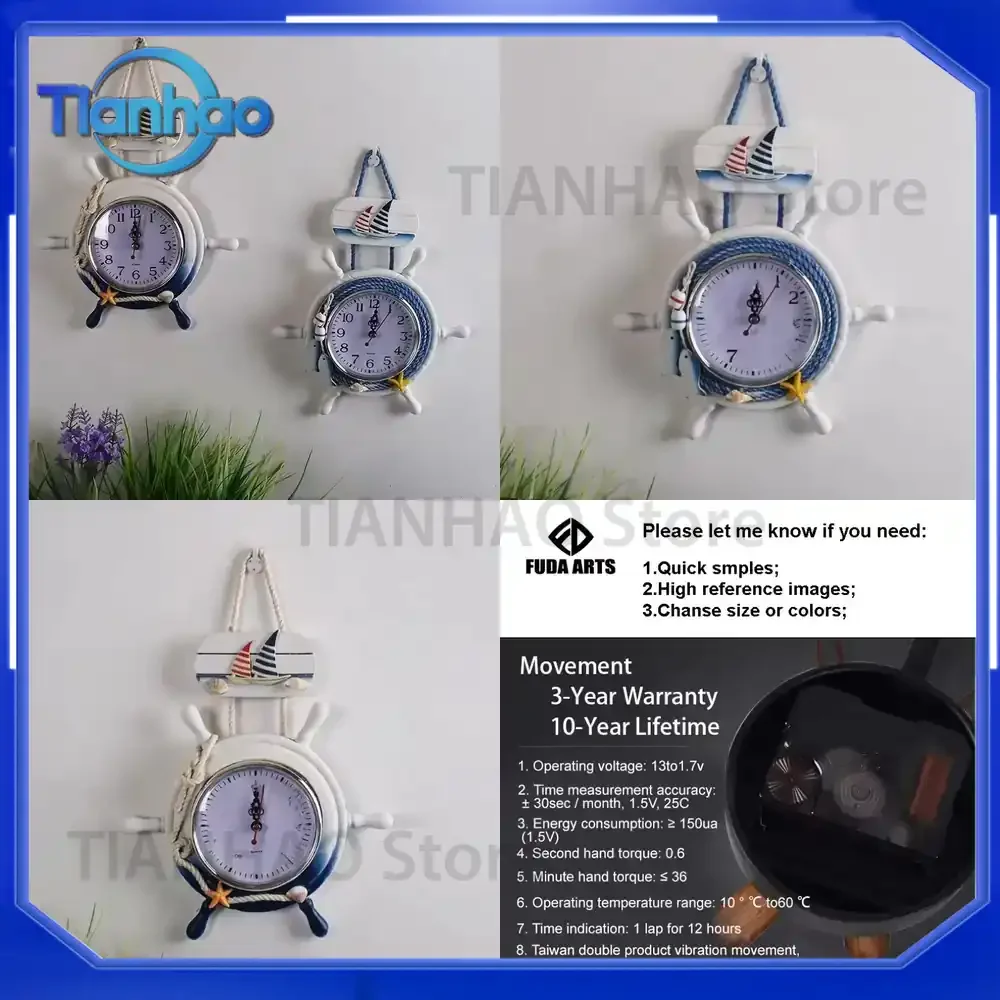 Decorative Wall Clock for Mediterranean Style Home Decor 32x23cm Creative Fashion Childrens Wall Clock