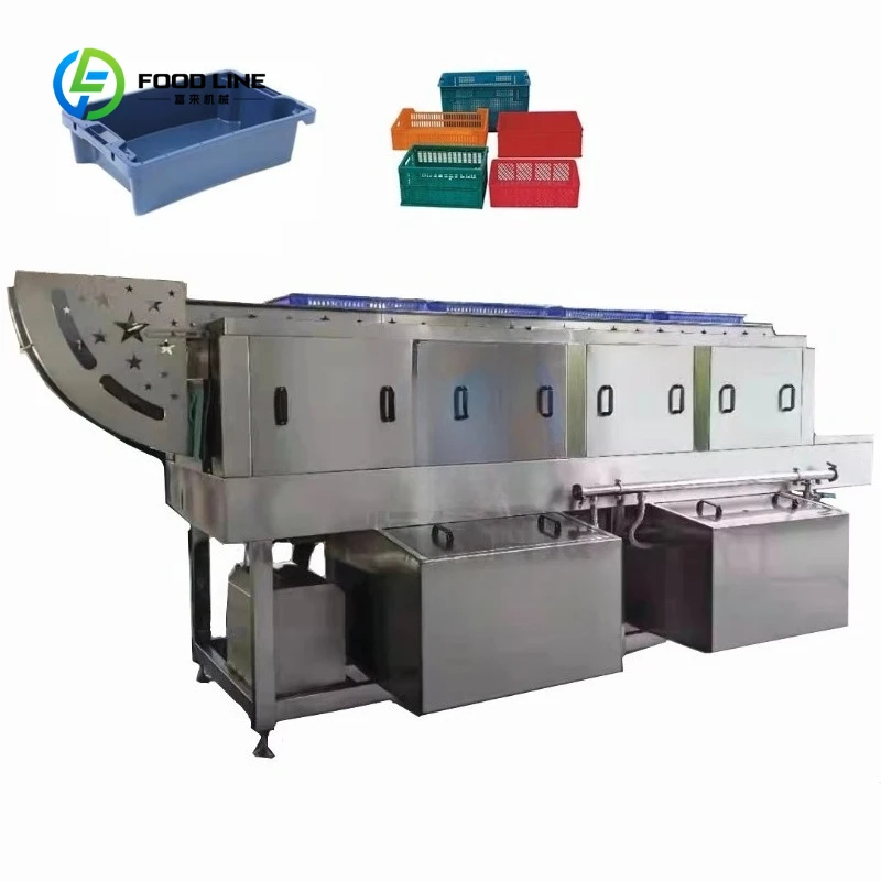 Customized Dairy Factory Basket Rinsing Washing Machine Turnover Milk Plastic Crate Washer