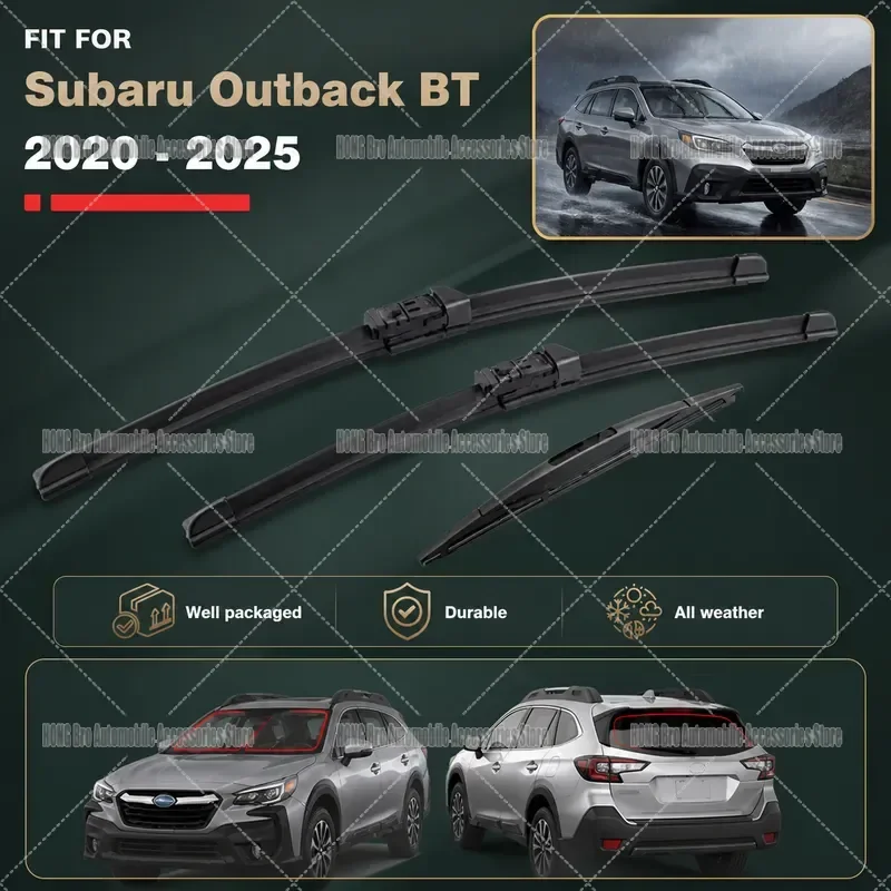 For Subaru Outback 6th Gen BT 2020-2025 Front Rear Windshield Wiper Blades Window Screen Washer Accessories Auto Parts