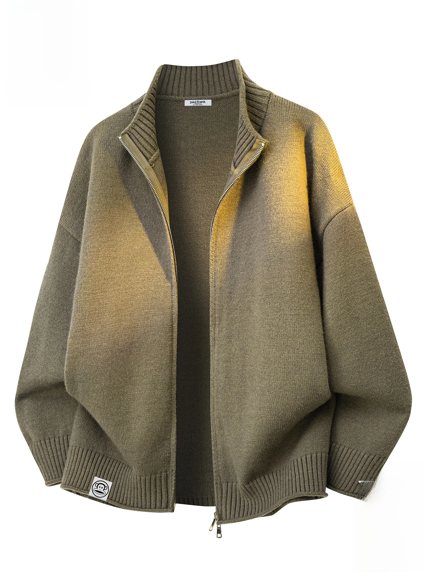 

PaulFrank M Zipper Knitted Sweater Casual Sle Stand Collar Monkey Patterned Autumn Winter Outerwear for Men And Women