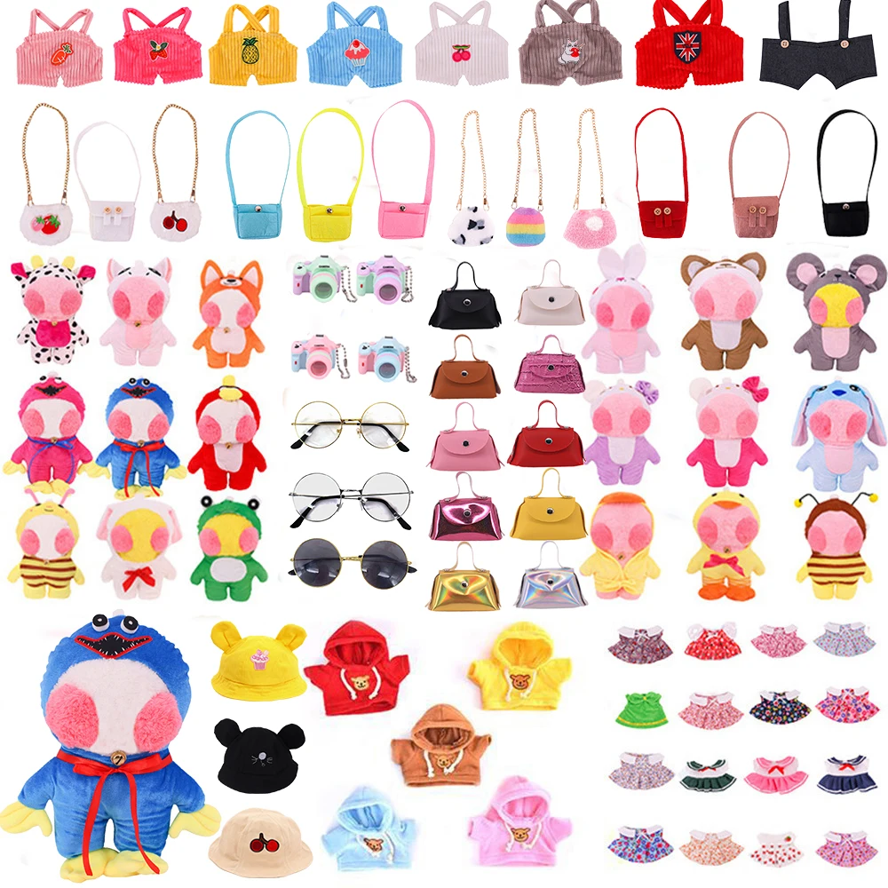 4/3/2Pcs Duck Clothes Accessories,30Cm Lalafanfan Yellow Duck,Skirts,Cameras,Handbags,Kawaii Plush Toy Soft Animal Set,Toys Gift