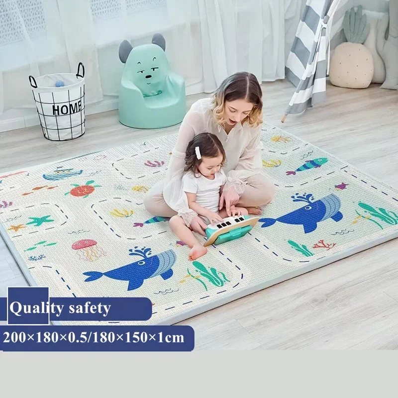 2023 New Baby Crawling Play Mats Thicken 1cm/0.5cm Folding Mat Carpet Play Mat for Children\'s Safety Rug Toys Gifts Have Creases