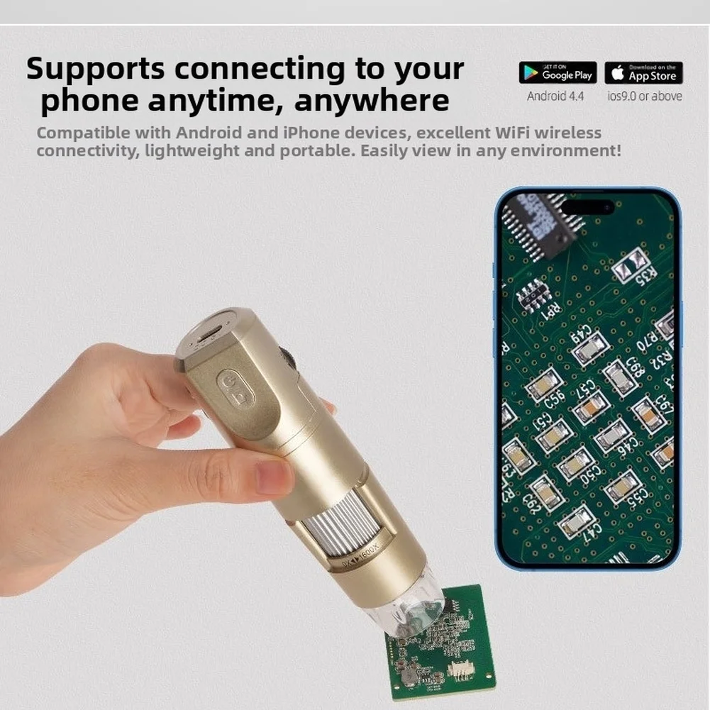 Portable 800W WiFi for microscope with 8 LED Lights and Adjustable 50x to for 1000x Magnification for Skin and
