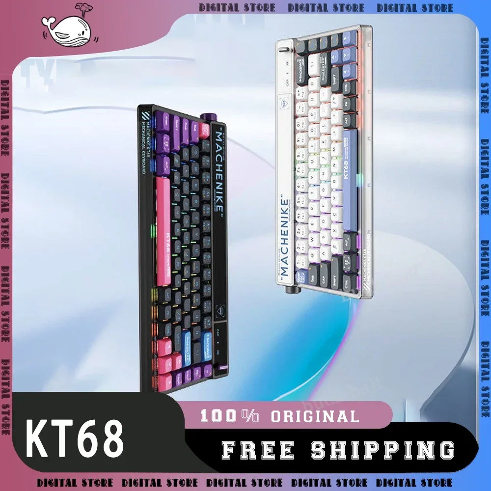 

KT68 Pro Mechanical Keyboard With Screen 68keys Hot-Swap TTC Kailh Switch RGB 3-Mode Wireless Keyboard For PC Laptop Men Gift