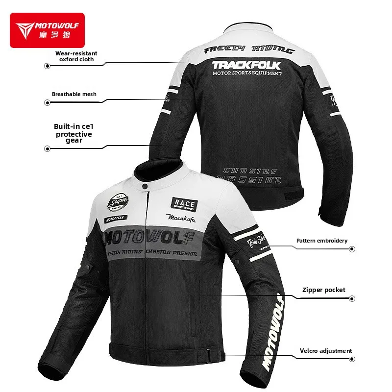 Motorcycle Outdoor Jacket Riding Retro Anti-drop Cycling Clothes Mesh Breathable VentilationCasualWearBuilt-inCE Protective Gear