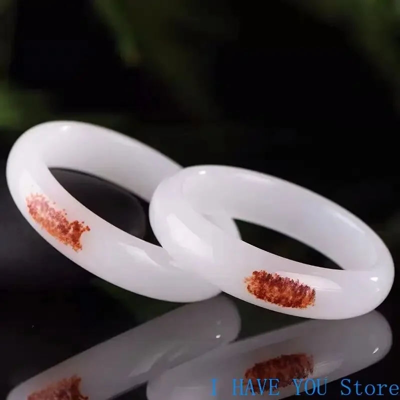 New Hotan Jade Primary Color Bracelet with Leather Seed Material Lanolin Grade Afghan Jade Bracelet Sub Jade Bracelet Jewelry