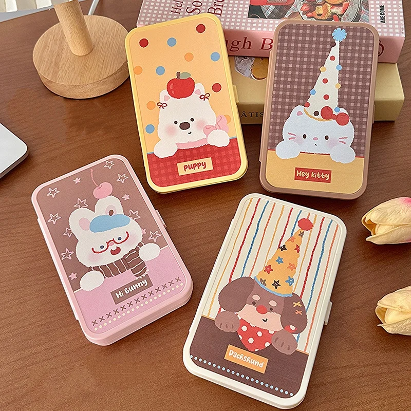 

Cute Cartoon Animal Contact Lens Case with Mirror, Kawaii Puppy Bunny Kitty Contact Lenses Storage Box, Portable Travel Companio