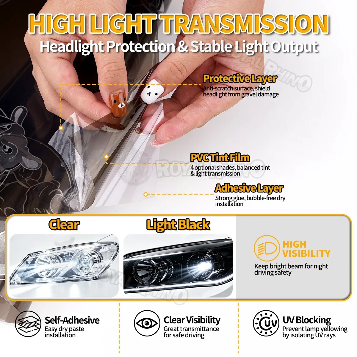 Smoke PVC Car Headlight Taillight Fog Light Tint Wrap Film Self Adhesive Scratch Resistant Dry Apply For Auto Lamp Modification