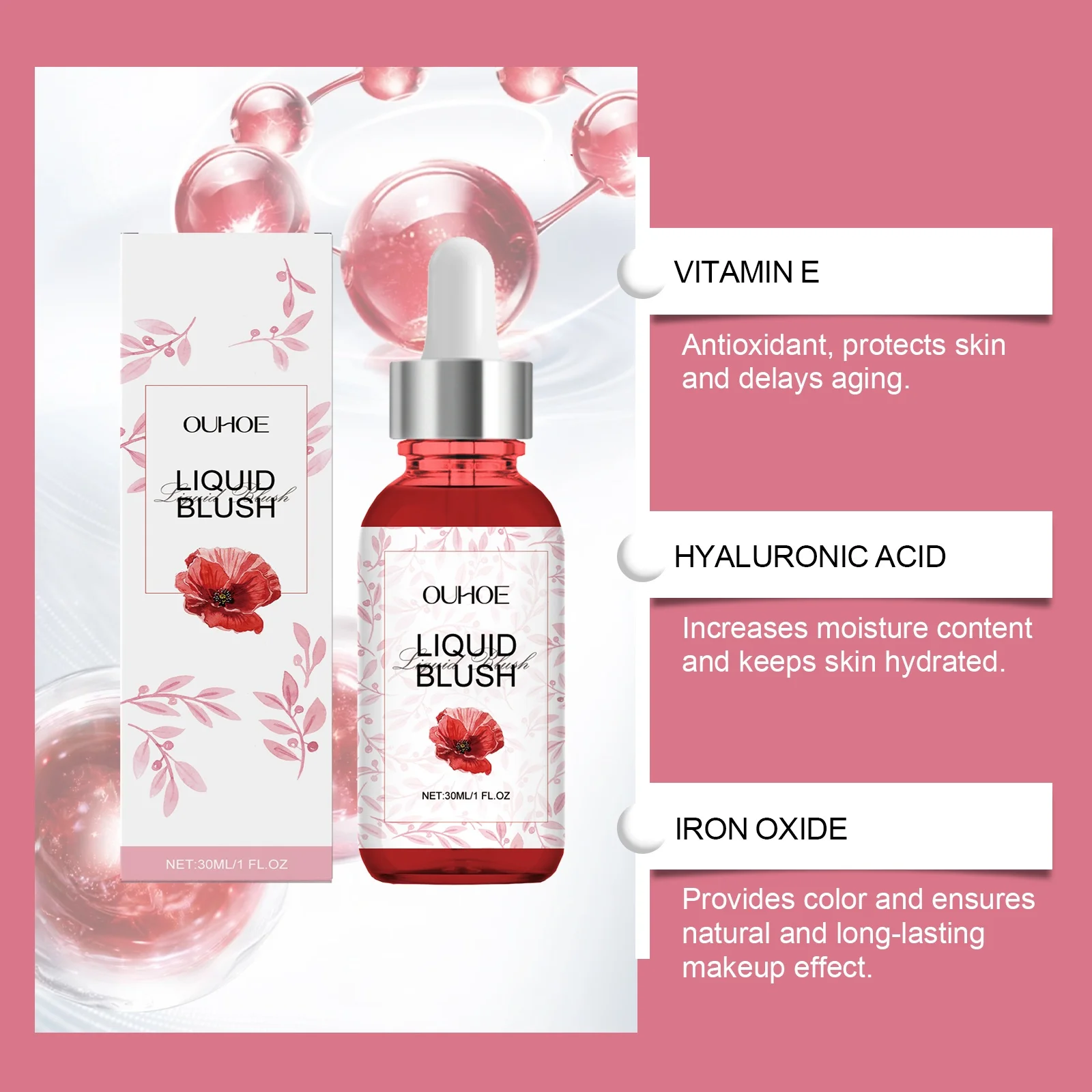 أحمر خدود سائل للوجه طبيعي، دقيق، خفيف، مكياج عاري متين وصعب خلع #5