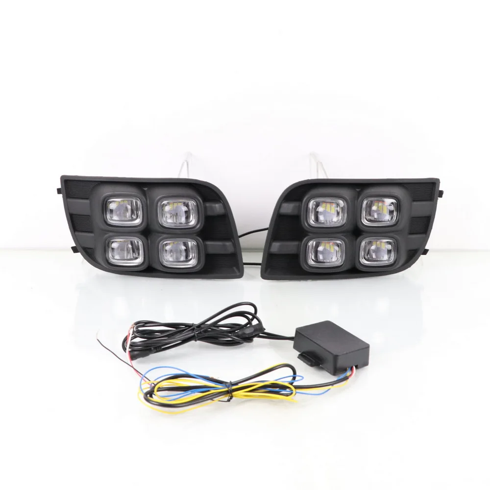 

July King LED Daytime Running Lights DRL Case for Toyota Sequoia 2008-2017, 6000K 4LEDs Fog Lamp + Yellow Turn Signals