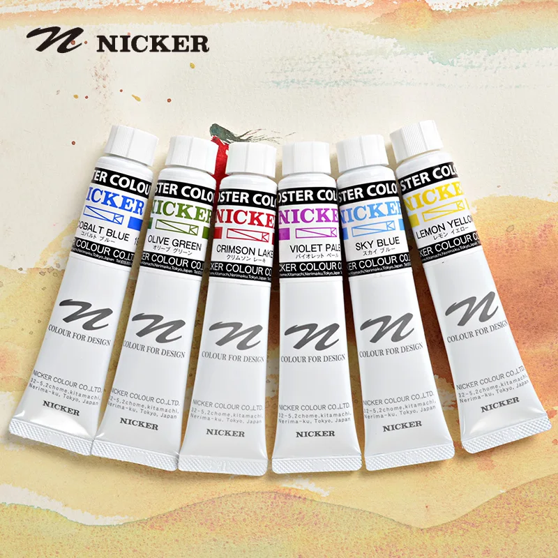 NICKER DESIGNERS COLOR TUBE PIGMENTS 20ML Opaque Watercolor Advertisement Painting Artist Gouache  for  Students Art Supplies