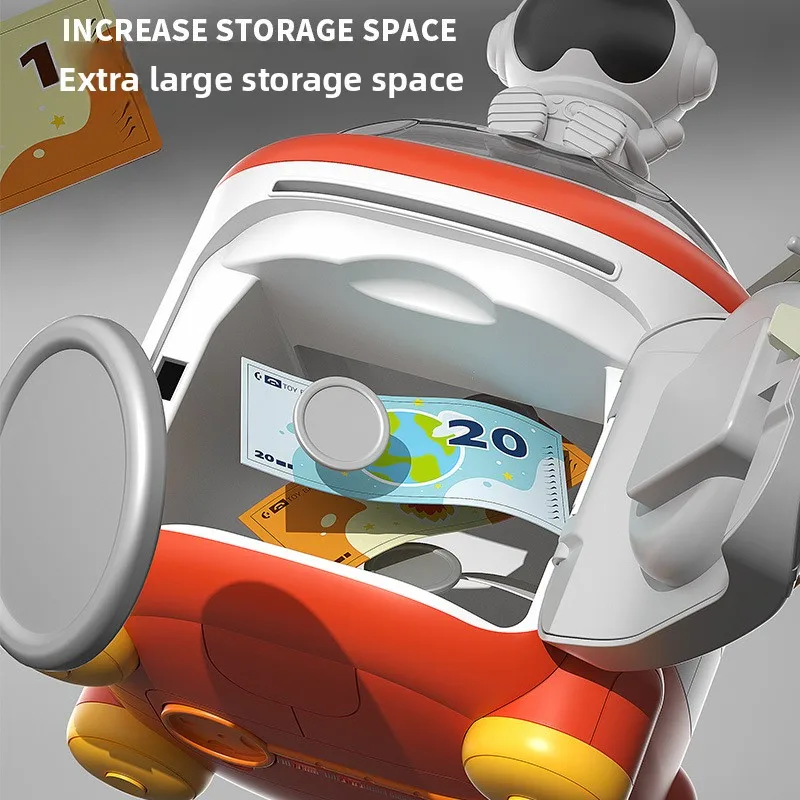Space Hand Crank Password Piggy Bank Can Only Enter and Exit Automatic Roll Money Fingerprint Space Piggy Bank