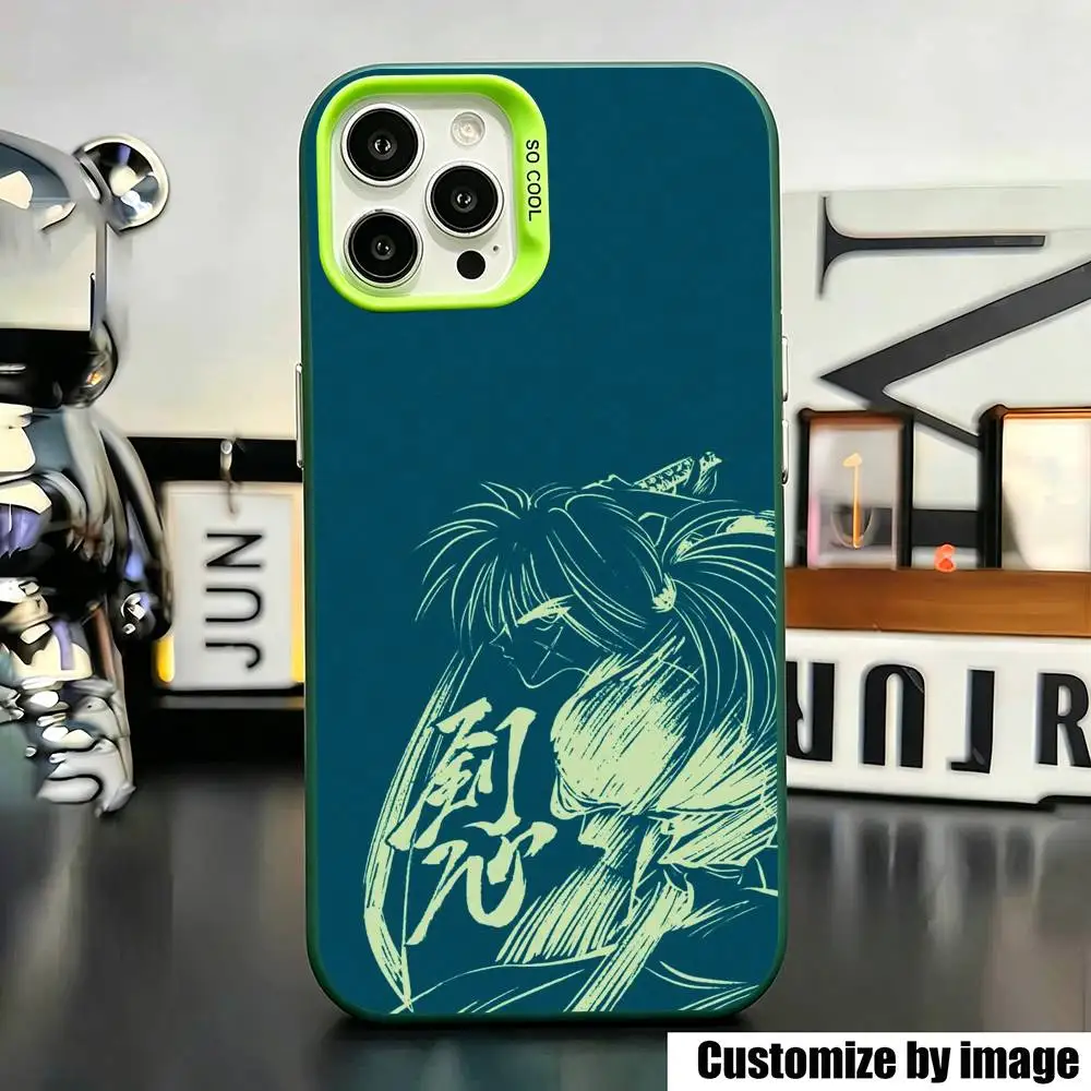 

Rurouni K-Kenshin Hi-mura Anime Phone Case For iPhone 17,16,15,14,13,12,11 Plus,Pro Max,XS,Green Silver Cover