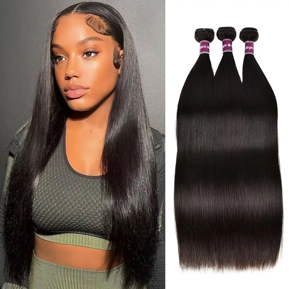 

12A Human Hair 1/2/3/4 Bundles Straight Hair Brazilian Hair Bundles Remy Human Hair Bundles 28 30 32 Inch Human Hair Extensions