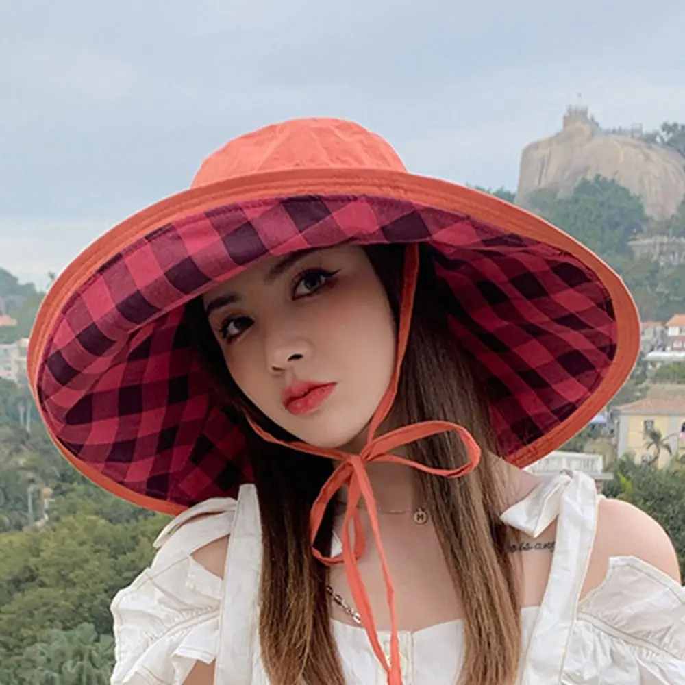 

Double-sided Fisherman Hat Elegance Foldable Summer Wide Brim Sunhat Lightweight Korean Style Camping Cap For Ladies Girl