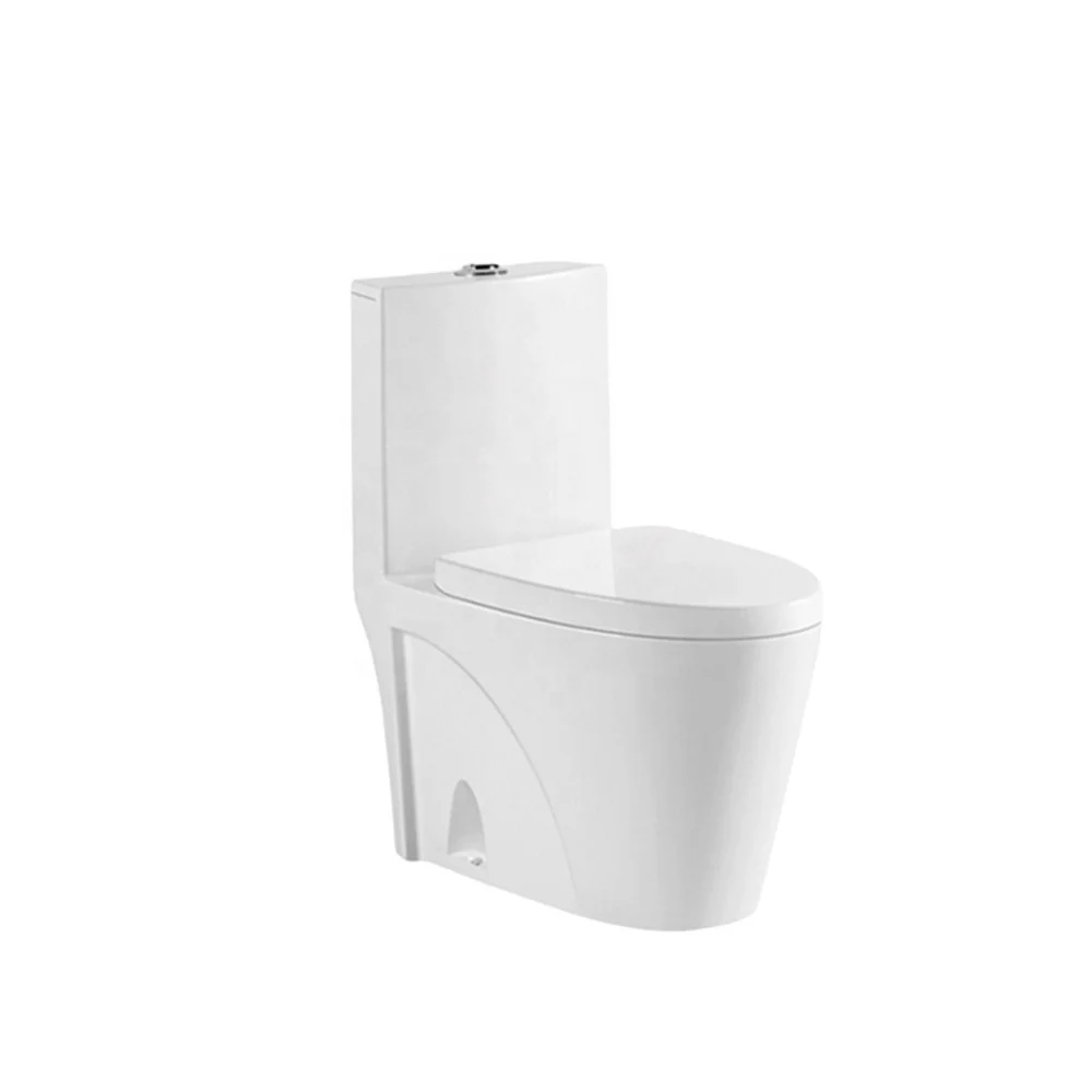 Modern Ceramic One-Piece Sanitary Ware Water Closet, Square Toilet Lid WC, Complete Bathroom Bowl and Matching Toilet Seat Set