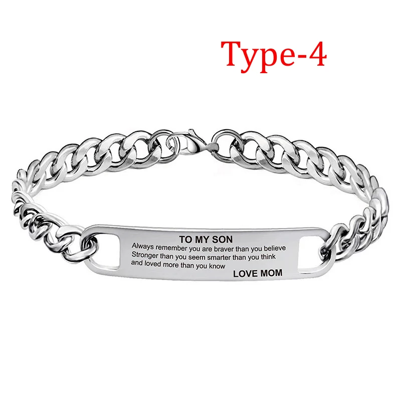 Inspirational Bracelet Men\'s Stainless Steel Personalized Engraved Bracelet Daughter Son to Father Gift Graduation Gift for Son