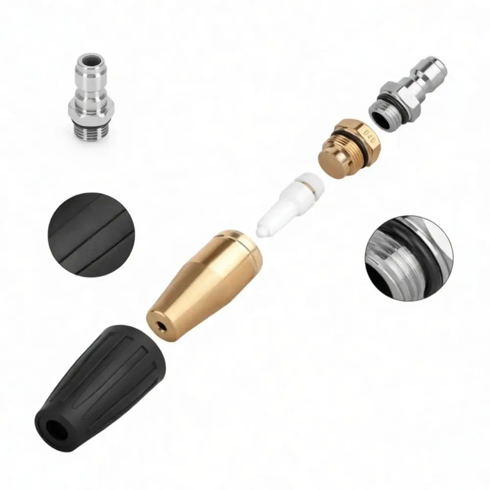 Universal Pressure Washer Rotary Turbo Nozzle Ceramic Insert Aluminum Garden Cleaning Tool High Pressure Spray Tip