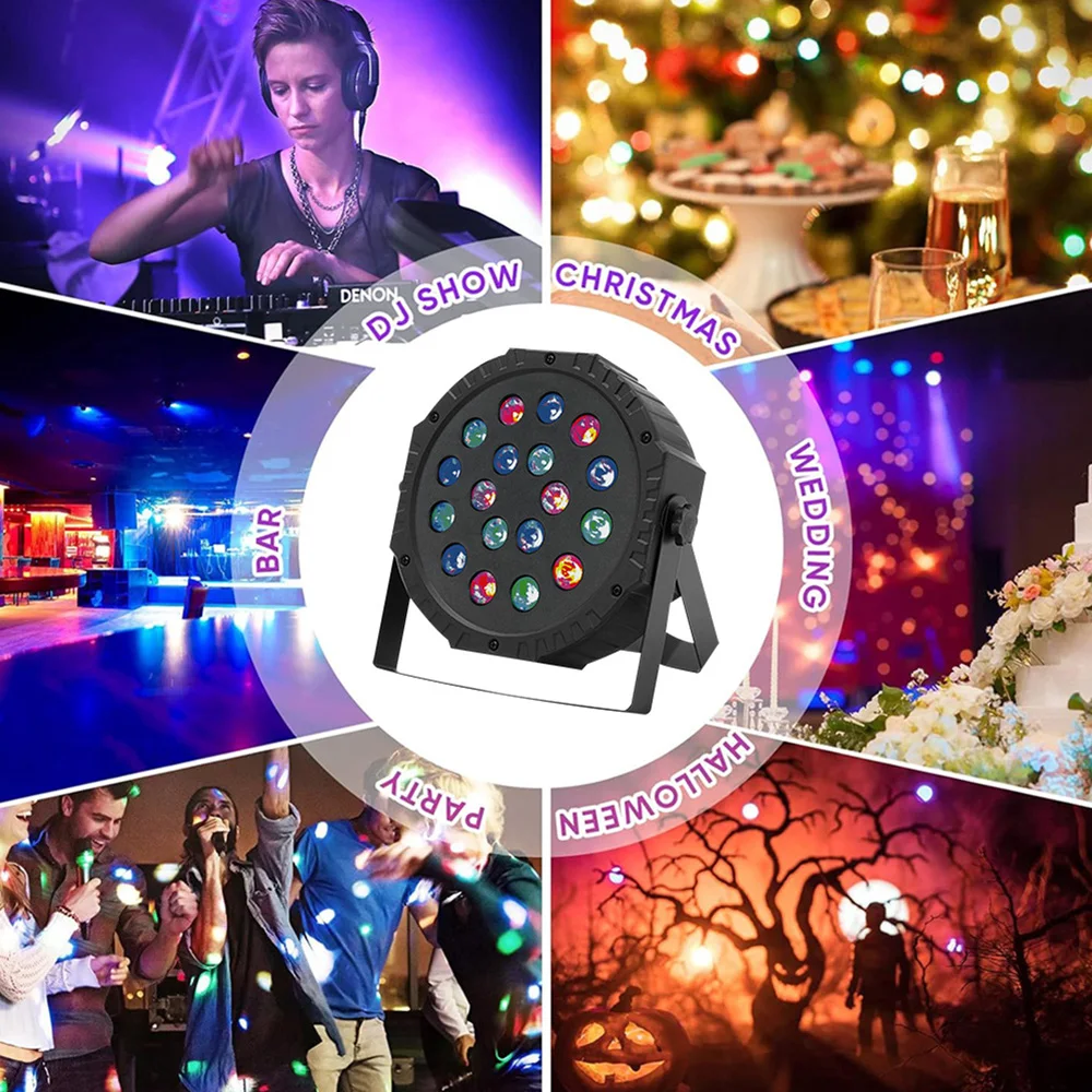 Imagem -02 - Rgb Led Par Light Control dj Disco Light Sound Activated Stage Light Dance Club Casamento Festa de Aniversário Festa de Natal Dmx512