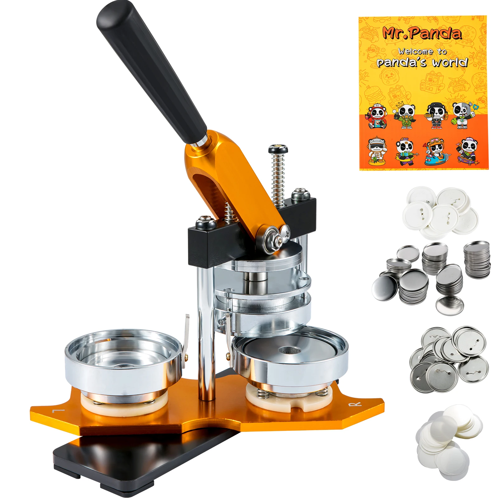 

SucceBuy 75mm Button Maker Machine Badge Punch Press Button Making Supplies with 100pcs Button Parts Circle Cutter & Magic Book