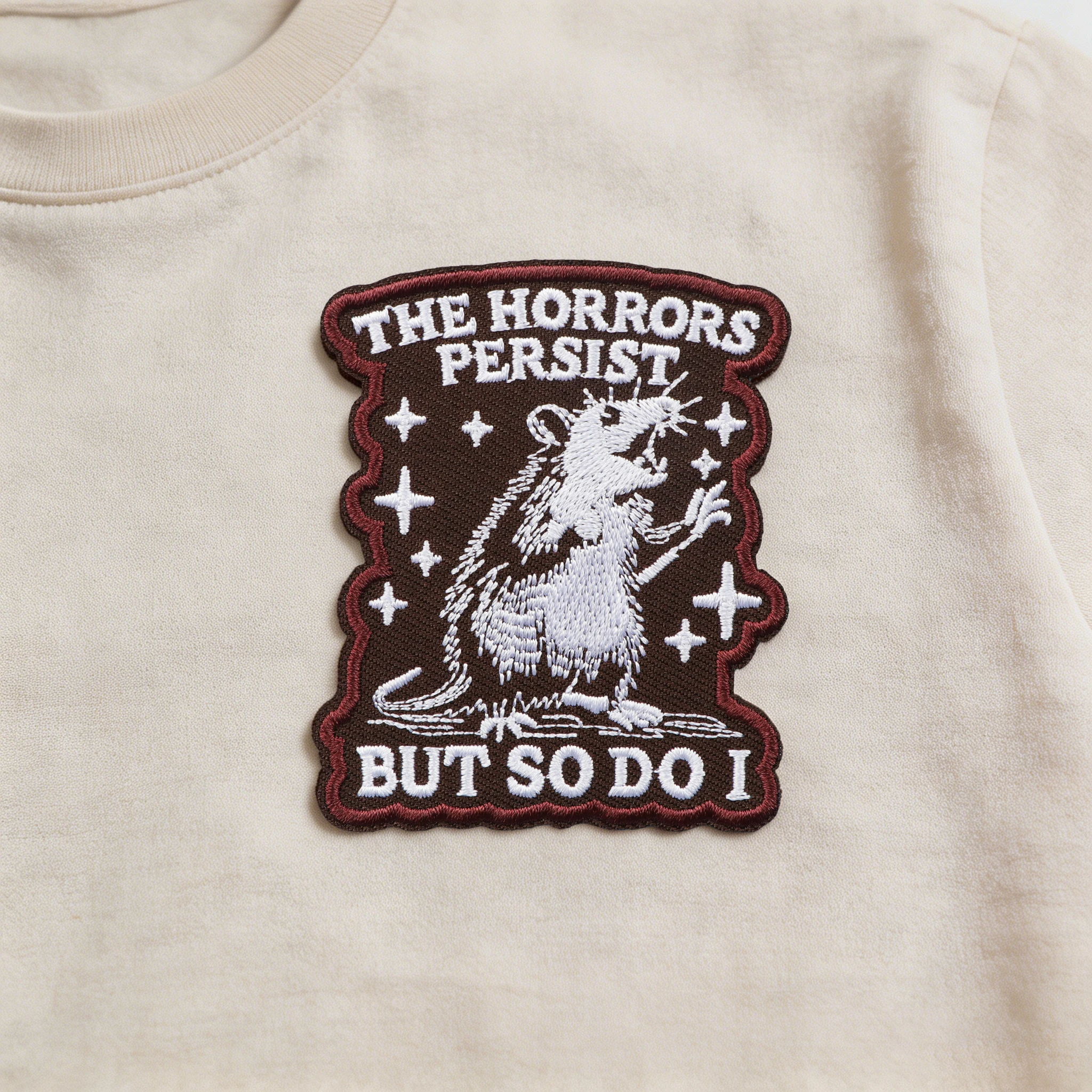 1PC Horrors Persist But So Do I Embroidered Patch Inspiring Iron On Patches Badge DIY Gift Applique For Clothes Trucker Hat Cap